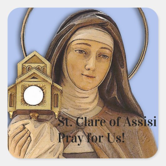 Saint Clare Assisi Vierkante Sticker (Voorkant)