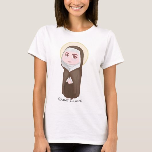 Saint Clare Cute katholiek T-shirt (Voorkant)