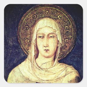 Saint Clare of Assisi door Simone Martini Vierkante Sticker