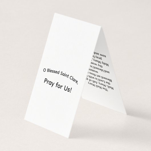 Saint Clare of Assisi Prayer Card Kaart (Achterkant)