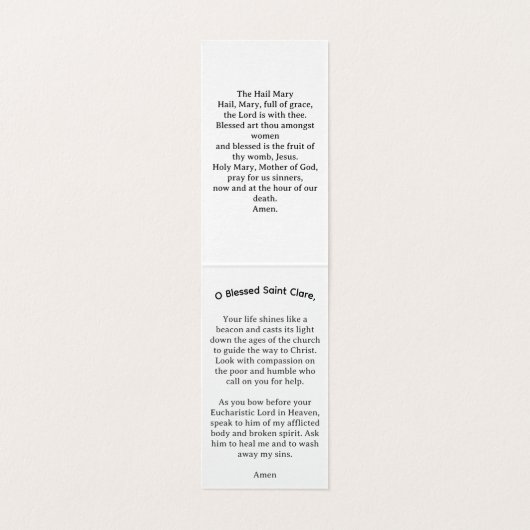 Saint Clare of Assisi Prayer Card Kaart (Binnenkant ongevouwen)