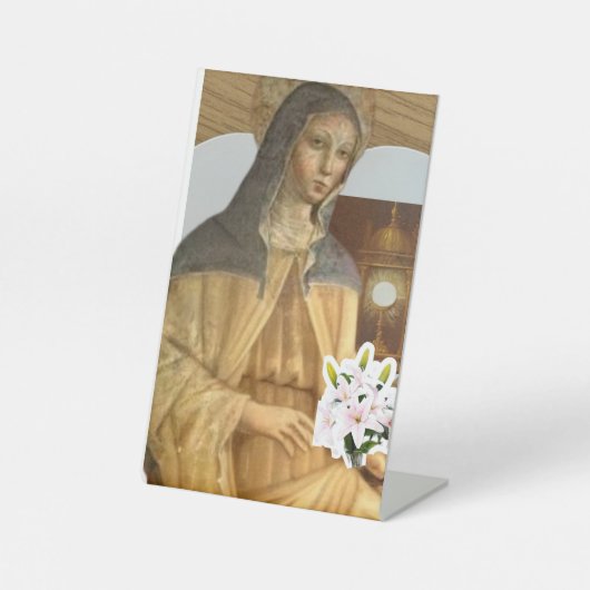 Saint Clare of Assisi Reclamebord Met Voetstuk (Voorkant)