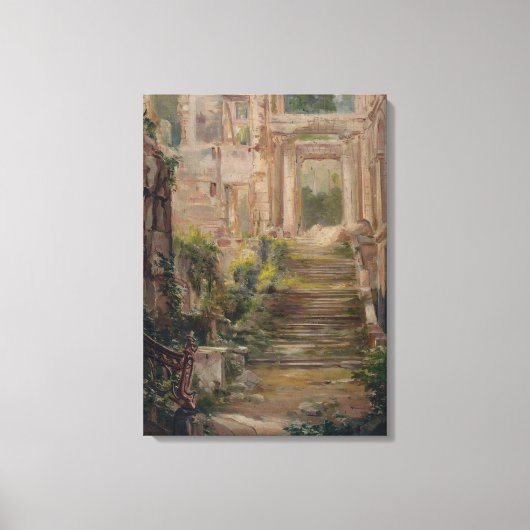 Saint-Cloud Castle ruïneert trappen Canvas Afdruk (Voorkant)