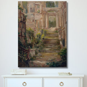 Saint-Cloud Castle ruïneert trappen Canvas Afdruk