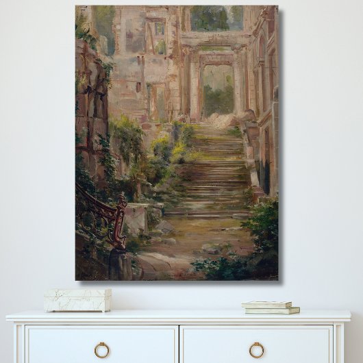 Saint-Cloud Castle ruïneert trappen Canvas Afdruk