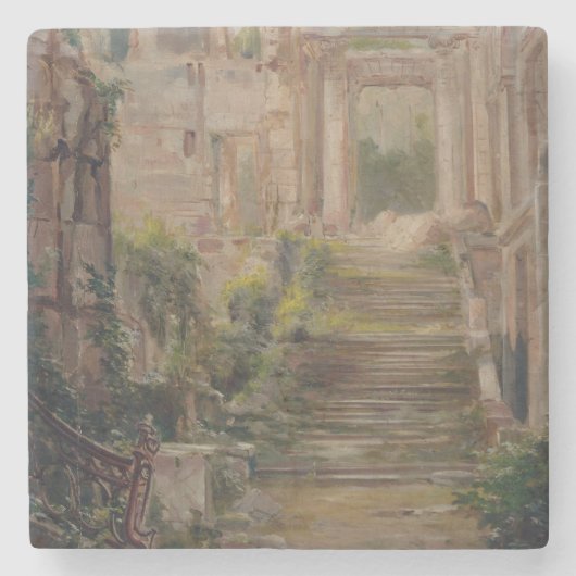 Saint-Cloud Castle ruïneert trappen Stenen Onderzetter (Voorkant)
