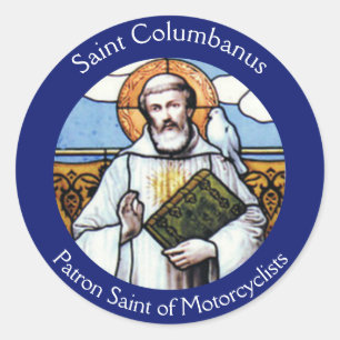 Saint Columbanus Patron van motorrijders Ronde Sticker