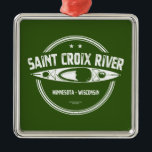 Saint Croix, Minnesota Wisconsin Kayaking Metalen Ornament<br><div class="desc">De Sint-Croix-rivier ligt in het oosten van Minnesota en het noordwesten van Wisconsin,  een tributary van de Mississippi,  en een geweldige rivier voor kajakken,  kanoën,  vissen,  zwemmen en avontuur.</div>