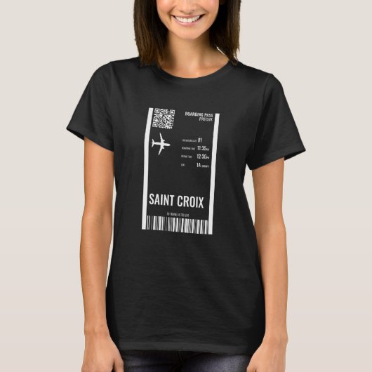 Saint Croix US Virgin Islands Boarding Pass Airlin T-shirt (Voorkant)