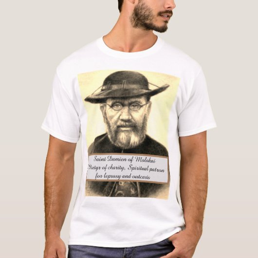 Saint Damien-beschermheer van de kasten T-shirt (Voorkant)