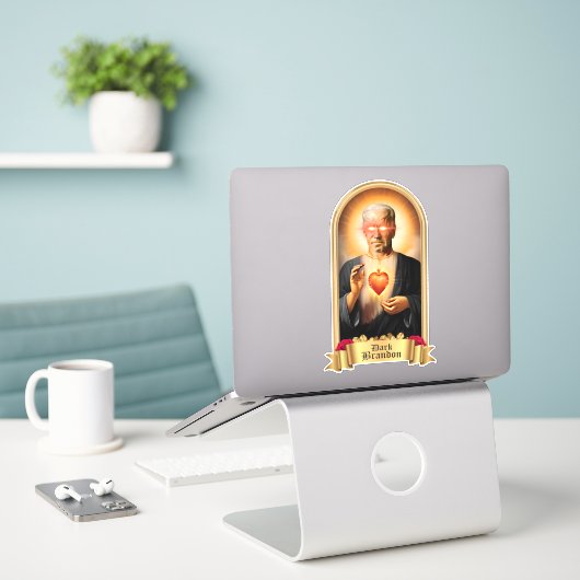 Saint Dark Brandon Gebedskaars Sticker (Laptop op bureau)
