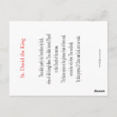 Saint David Prayer Card Briefkaart (Achterkant)