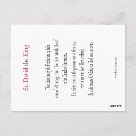 Saint David Prayer Card Briefkaart (Achterkant)