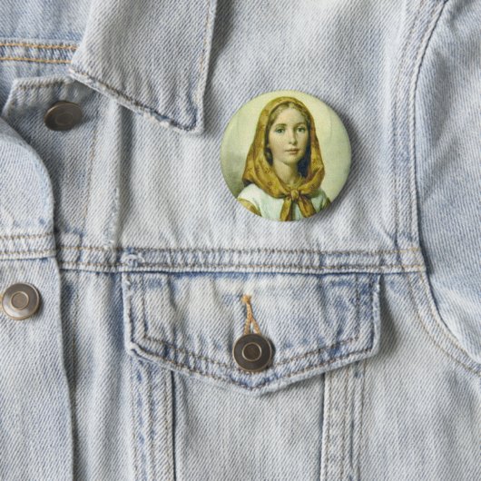 Saint Dymphna 2¼ Inch Round Button (In situ)