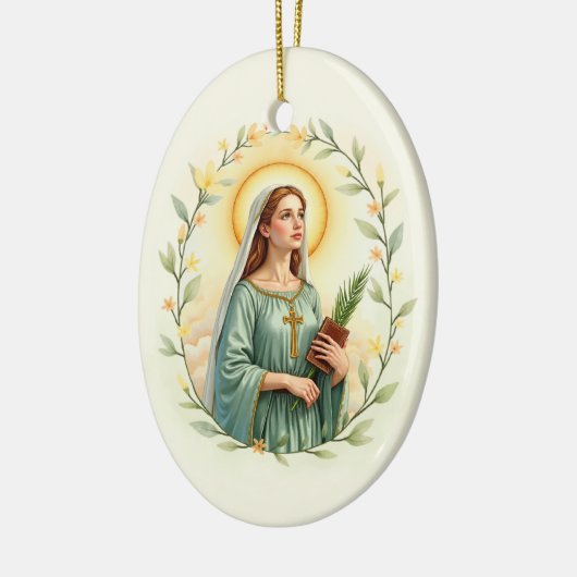 Saint Dymphna katholieke devotionele Keramisch Ornament (Links)