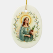 Saint Dymphna katholieke devotionele Keramisch Ornament (Voorkant)