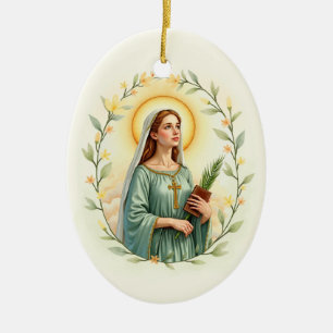 Saint Dymphna katholieke devotionele Keramisch Ornament