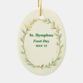 Saint Dymphna katholieke devotionele Keramisch Ornament (Achterkant)
