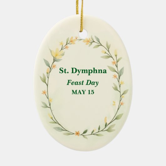 Saint Dymphna katholieke devotionele Keramisch Ornament (Achterkant)
