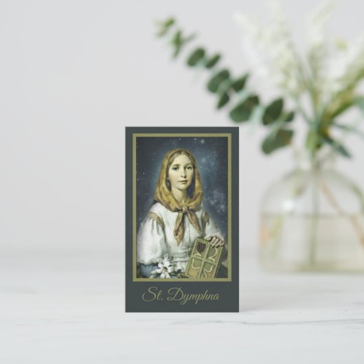Saint Dymphna Patroness of Anxiety Heilige Kaarten Visitekaartje (Staand voorkant)