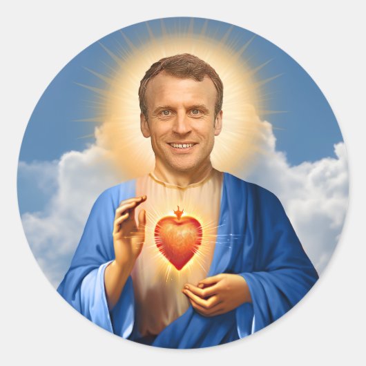 Saint Emmanuel Macron Gebedskaars Ronde Sticker (Voorkant)