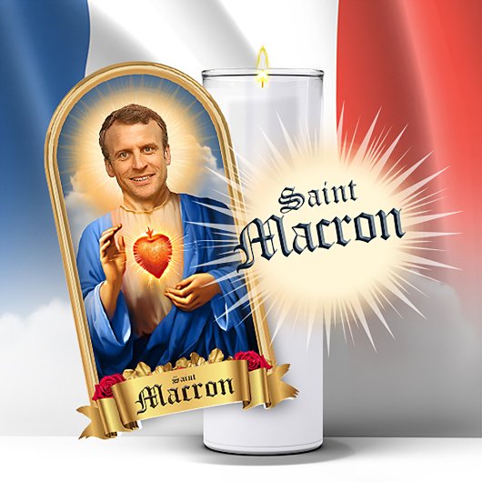 Saint Emmanuel Macron Gebedskaars Sticker