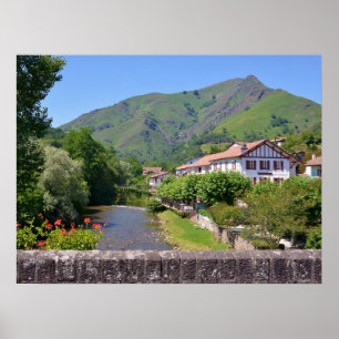 Saint-Etienne-de-Baigorry in het Franse Briefkaart Poster