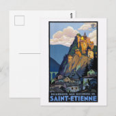 Saint-Etienne France 1930s Vintage Travel Poster Briefkaart (Voorkant / Achterkant)