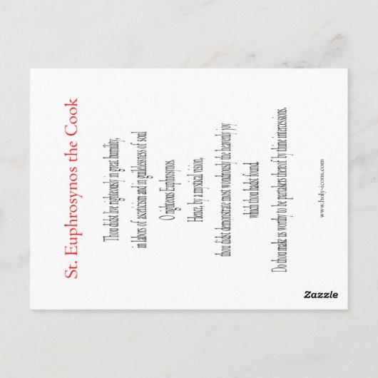 Saint Euphrosynos de Cook Prayer-kaart Briefkaart (Achterkant)