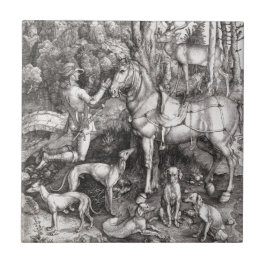Saint Eustace Engraving door Albrecht Durer Tegeltje