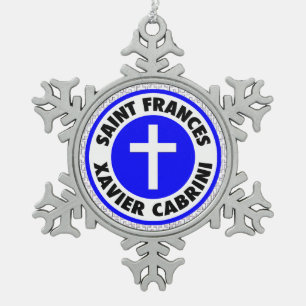 Saint Frances Xavier Cabrini Tin Sneeuwvlok Ornament