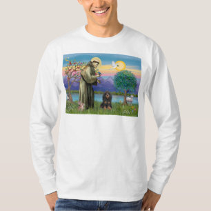Saint Francis & Black-Tan Cocker Spaniel T-shirt