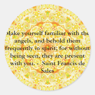 Saint Francis de Sales QUOTE over Angels Ronde Sticker