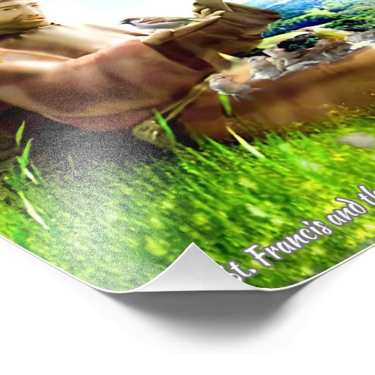 Saint Francis en de preaches van de vogels Foto Afdruk (Hoek)