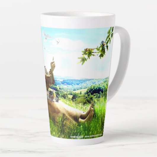 Saint Francis en de preaches van de vogels Latte Mok (Rechterhoek)