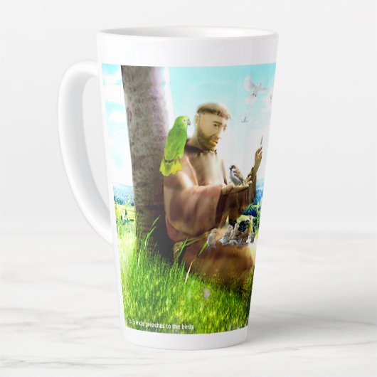 Saint Francis en de preaches van de vogels Latte Mok (Linkerhoek)