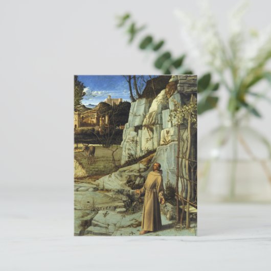 Saint Francis in de woestijn door Giovanni Bellini Briefkaart (Staand voorkant)