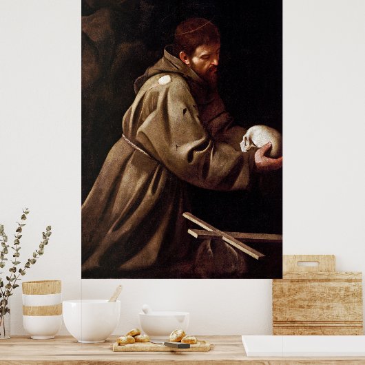 Saint Francis in Prayer - Caravaggio Poster (Keuken)