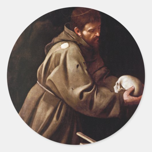 Saint Francis in Prayer - Caravaggio Ronde Sticker (Voorkant)
