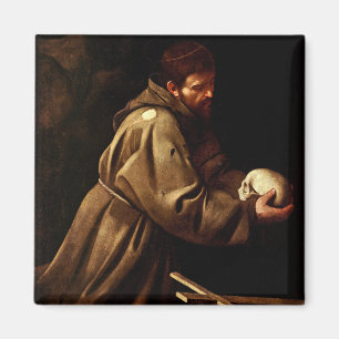 Saint Francis in Prayer (Christelijk) (Caravaggio) Magneet