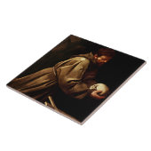 Saint Francis in Prayer (Christelijk) (Caravaggio) Tegeltje (Zijkant)