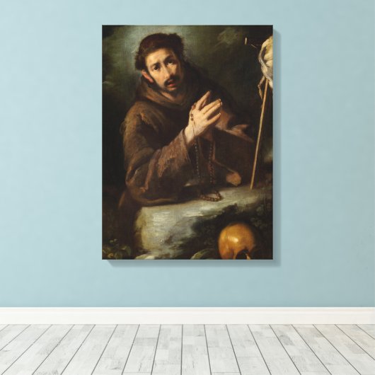 Saint Francis in Prayer (Christelijk geloof) Canvas Afdruk (Insitu (Houten vloer))
