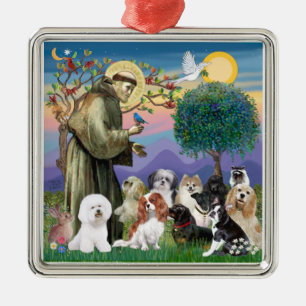 Saint Francis met 10 honden Metalen Ornament