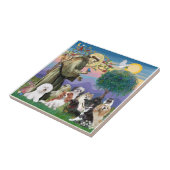 Saint Francis met 10 honden Tegeltje (Zijkant)