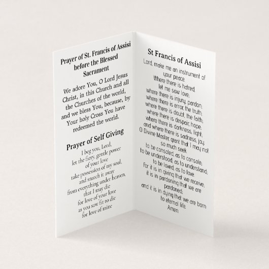 Saint Francis of Assisi Prayer Card  Kaart (Binnen)