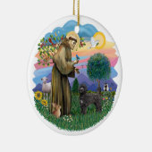 Saint Francis - Portugese Waterhond (zwart) Keramisch Ornament (Rechts)