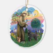 Saint Francis - Portugese Waterhond (zwart) Keramisch Ornament (Links)