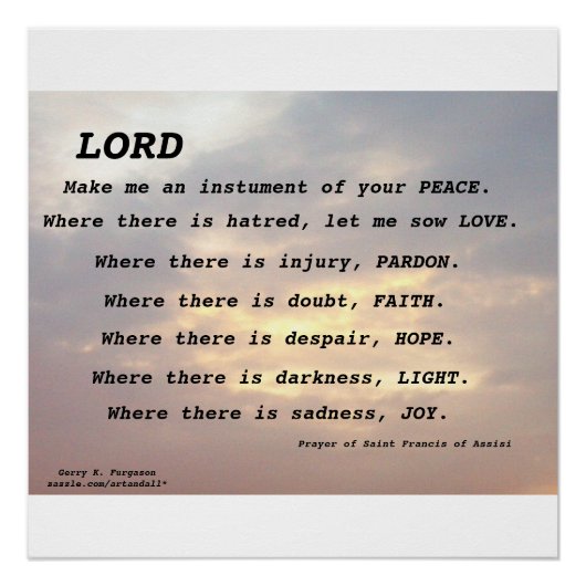 SAINT FRANCIS PRAYER GLOSSY POSTER (Voorkant)