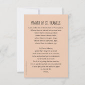 Saint Francis Prayer Kaart, gebed voor de vrede (Achterkant)