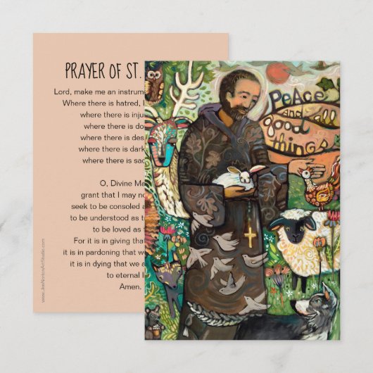 Saint Francis Prayer Kaart, gebed voor de vrede (Voorkant / Achterkant)